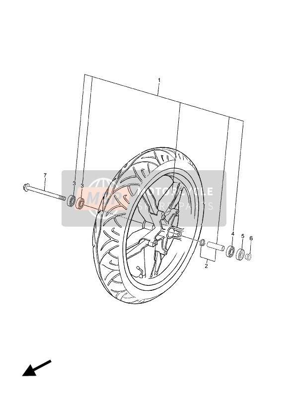 Yamaha TZR50 X-POWER 2003 Front Wheel for a 2003 Yamaha TZR50 X-POWER